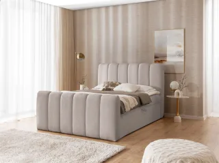 Boxspringbett Schlafzimmerbett DENIS PREMIUM 160x200cm Stoff Catch Me Hellgrau