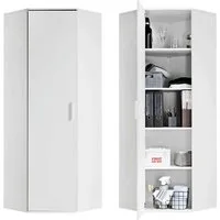 mokebo Mehrzweckschrank Der Lange Eckschrank (64x180 cm, mit 4 Einlegeböden) Made in Germany, Eckschrank, Aktenschrank, Flurschrank in Weiß