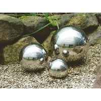 Spetebo Dekokugel Edelstahl Dekokugel 3er Set glänzend (Set, 3 St., Deko Kugeln), Metall Garten Hohlkugel silber - Teichkugel Gartenkugel Schwimmkugel