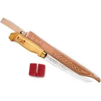 Marttiini Fischfiliermesser Rapala Fish N Fillet Filetiermesser und Messerschärfer, Griff: verstärkte Birke/lackiert, Scheide aus echtes genarbtes Leder