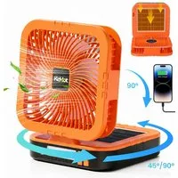 kehot Tischventilator Campingventilator mit Licht und Fernbedienung, Faltbarer Outdoor-Ventilator, Solaraufladung, 45°/90° Oszillation
