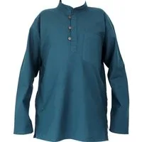 BUDDHA arts&more Langarmhemd Traditionelles Nepalhemd Kurta Fishermanhemd Langarm