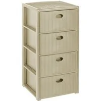Kreher Rollcontainer mit 4 Schubladen im Rattan Design (Kaschmir Beige), (1 St)