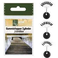 Zite Schnurstopper 3 Gr. oval oder zylindrisch Gummistopper schwarz Silikon Angelzubehör