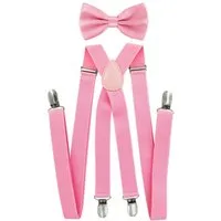 axy Hosenträger Herren Hosenträger mit Fliege Set (2-St., 2er Set) 4 Stabile Clips X-Form 2,5cm Breit verstellbar und elastisch