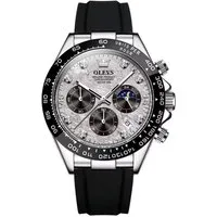 OLEVS Quarzuhr Herrenuhr Olevs Grau/Schwarz Chronograph mit Silikonarmband 2875