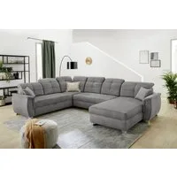 Jockenhöfer Gruppe Wohnlandschaft Livorno U-Form, B: 354 cm, mit Bettfunktion, Bettkasten, Kopfteilverstellung & Zierkissen