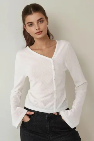 Asymmetrische Texturierte Waffelbluse