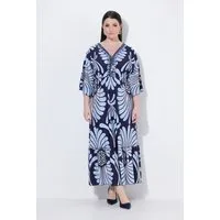 Ulla Popken Jerseykleid Maxikleid Cotton Touch V-Ausschnitt Dolman-Ärmel