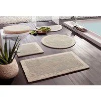 OTTO home Badematte Kapra, Badvorleger, Badezimmer Teppich, Höhe 14 mm, beidseitig nutzbar, strapazierfähig, fußbodenheizungsgeeignet, Baumwolle, 2-tlg. Hänge-WC Set, mit Bordüre, Badteppich, Badematte, Baumwolle