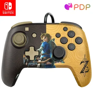 PDP Gaming Faceoff Deluxe+ verkabelt Switch Pro Controller - Zelda Breath of the Wild - Link - Gold / schwarz - Official Licensed Nintendo - Customizable buttons and paddles - Ergonomic Controllers