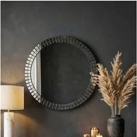 FINEBUY Wandspiegel Wandspiegel rund 60cm Dekospiegel Flurspiegel Wohnspiegel FB113176 (Dekoratives Element für moderne Wandgestaltung), Stilvolles Wohnaccessoire für helle Raumwirkung