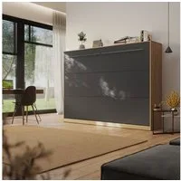 SMARTBett Schrankbett Standard 140x200 cm, Wildeiche Klappbett horizontal/ quer, Gasdruckfedern