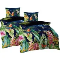 JACK Bettwäsche JACK by Kaeppel 4tlg Mako Satin Digitaldruck Bettwäsche Dschungel Bunt, Satin, 4 teilig, Partnerbettwäsche, Papagei