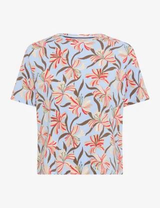 BRAX - T-Shirt mit Blumen-Print blau - Gr. - 46