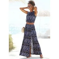 Vivance Maxikleid mit Seitennahttaschen und Schlitz lockeres Sommerkleid, Strandkleid mit Animaldruck, langes Jerseykleid