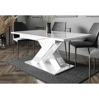 Home Collective Esstisch ausziehbar Tisch Küchentisch Esszimmertisch Ausziehtisch (Esszimmer Küche Wohnzimmer Esstisch erweiterbar), modernes Design mit X-Gestell, 140-180 x 80 cm Weiß glänzend