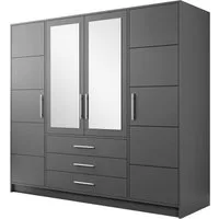 MIRJAN24 Kleiderschrank Bali 4D (mit Drehtüren, Spiegel und Schubladen) Schrankaufsatz als Option