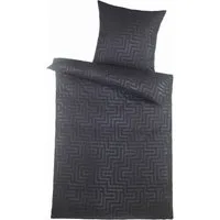 Optidream Bettwäsche Set Mikrofaser 135x200 Design geprägt Labyrinth schwarz, Mikrofaser, 2 teilig, Sommer Geschenke Idee Frauen Männer weich sale Reißverschluss Partner