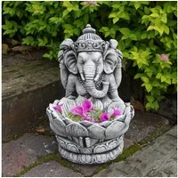 gartendekoparadies.de Gartenfigur Figur des göttlichen Ganesha mit Schale, Steinfigur, H. 34 cm, 11 kg