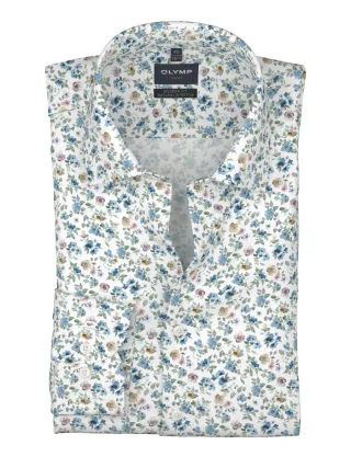 OLYMP - Modern Fit: Businesshemd blau/grün/pink - Gr. - 38
