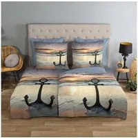 TRAUMSCHLAF Bettwäsche Anker, Renforce, 2 teilig, maritimes Design aus 100% Baumwolle