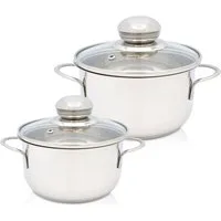 Krüger Topf-Set Saturn, Edelstahl (Set, 2-tlg., 1x Fleischtopf Ø 12 cm, 1x Fleischtopf Ø 14 cm, je mit Deckel), für Induktions-Kochfelder geeignet