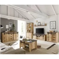 Lomadox Wohnzimmer-Set SHELTON-61, (Mega-Spar-Set, 6-St., 6-tlg), in Old Style hell Nb. mit anthrazit 570/201/43 cm