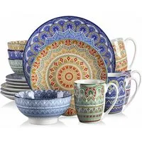 vancasso Geschirr-Set 16-tlg Tafelservice für 4, Geschirr-Set MANDALA, Porzellan, BOHO-Stil (16-tlg), 4 Personen, Porzellan