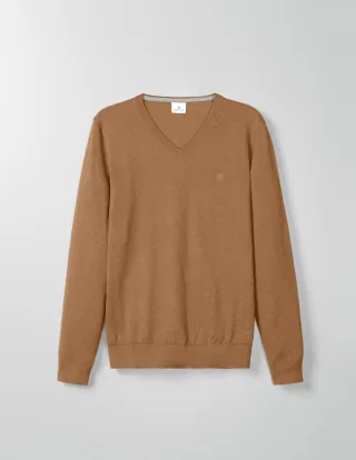 BASEFIELD - V Pullover earth brown melange - Gr. - 3XL