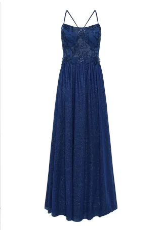 Suddenly Princess - Kleid gefüttert, lang dunkelblau/grau - Gr. - 38