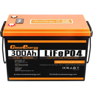 [EU DIRECT] Cloudenergy 12V-24V 100Ah-300Ah LiFePO4 Lithium Battery Pack 3.84kWh Backup Power 6000+Deep Cycles with Long
