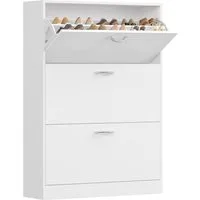 Homfa Schuhschrank mit 2/3 Klappen Schuhregal (1-St) Schuhkipper weiß 2 Türen/3Türen 80/100 x 80 x 23.5cm
