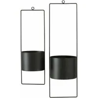 Meinposten Blumenampel 2er SET Blumentopf Hängetopf Metall schwarz (2er Set), 2er Set