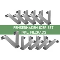 HOME WOHNIDEEN Gardinenhaken Easy Fix Haken (10 Haken) 10 cm 10 Fensterhaken Metall, (10-St), 10 Fensterhaken Metall