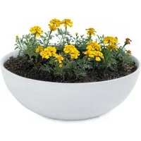 matches21 HOME & HOBBY Blumentopf Runde bauchige 20 cm Pflanzschale für draussen, hell-grau marmoriert (1 St), Wetterfeste Blumen-Schale als moderne Gartendeko Grabschmuck