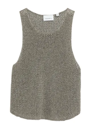 comma - Ärmelloser Strickpullunder mit Rundhalsausschnitt braun - Gr. - 40