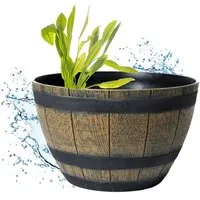 LB H&F Lilienburg Fertigteich Miniteich Wanne Fass rund wasserdicht 40cm stabil Kunststoff 40 Liter, 40,00 l, (teichwanne balkonteich nostalgie retro balkon terrasse insekten wasser teichgefäß teichschale Zuber, wasserpflanzen dekoteich gartenwanne d
