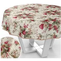 ANRO Tischdecke mit Blumen Botanik aus Stoff Tischwäsche mit Beschichtung Tischtuch (Einzelstück 1-tlg), auch als Gartentischdecke - mit Schutzschicht