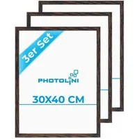 PHOTOLINI Bilderrahmen 3er Set modern mit bruchsicherem Acrylglas, Holz MDF, Fotos & Poster, für 3 Bilder (3er Set), Posterrahmen 30x40 cm zum Aufhängen