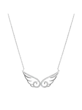 Dkeniz Kette Engelsflügelkette 925/- Sterling Silber rhodiniert Zirkonia Weiß
