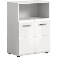 welltime Midischrank FLORENZ, Breite 60 cm, 2 Türen, 1 Fachboden, 1 offene Fach (1-St., TOPSELLER) hochwertige MDF Front, Griff chromglänzend, Badschrank, Bad
