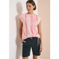 CECIL Kurzarmshirt Sommershirt in Ausbrenner-Optik/Streifen-Muster