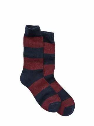 Mey & Edlich Herren Breitstreifen-Ideal-Socke Blau 40 % Wolle, 25 % Viskose, 23 % Polyamid, 10 % Kaschmir, 2 % Elasthan