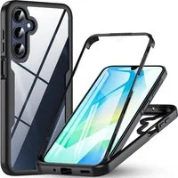 Wigento Handyhülle Für Samsung Galaxy A16 Full Cover 360 Acrylic Hybrid TPU Hülle Schwarz, 360 Grad Schutz, stoßdämpfend, robust