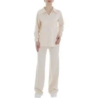 Ital-Design Freizeitanzug Damen Freizeit (86365268), Stretch Zweiteiler in Creme