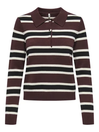 ONLY - ONLLONDON LS STRIPE POLO CC KNT Decadent Chocolate - Gr. - L