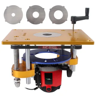 Woodworking Wood Router Lift System with Router Insert Plate for Carving and Trimming Adjustable DIY Workbench