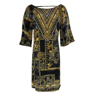 Schwarzes Flirtkleid mit Golddruck von Inoa Verona 1915
