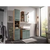 moebel-dich-auf Badezimmer-Set VALENCIA, (Hochschrank, Waschbeckenunterschrank, Spiegelschrank, MDF-Fronten tiefgezogen, Korpus melaminbeschichtet)